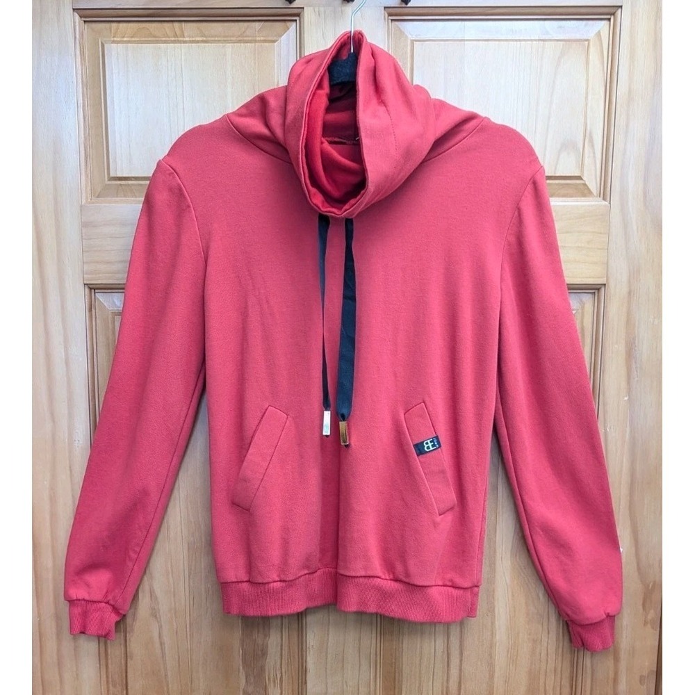 B Wear Women Medium Jacket Active Wear Cowl Neck Orange Long Sleeve Pullover